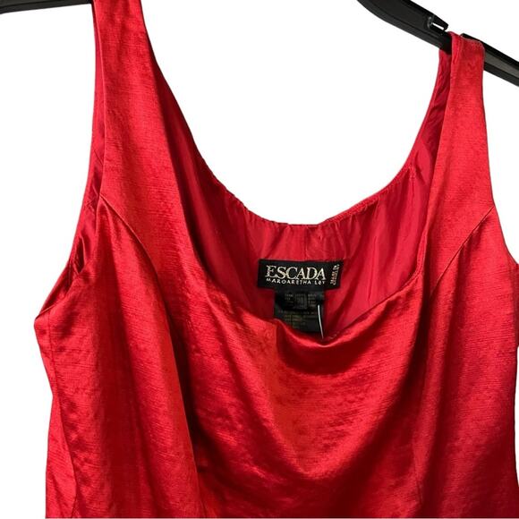 Vintage Escada Margaretha Ley Sleeveless Red Blouse Top Silk Wool Medium EU 36 - Picture 3 of 10